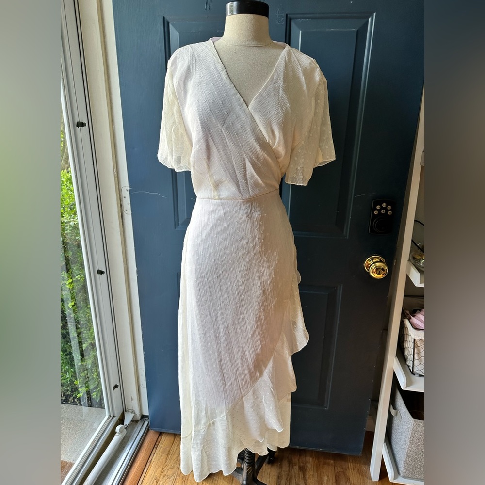 NWT Bridal White Wrap Dress with glitter